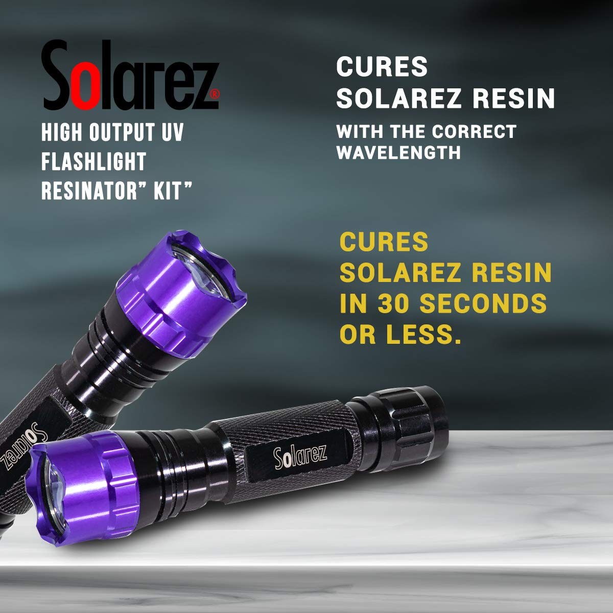 ) UVレジン、電池付 (THICK-HARD UVフラッシュライト ソラレス Solarez resin, UV cures output, high Flashlight, UV 385nm | ルアー・フライ